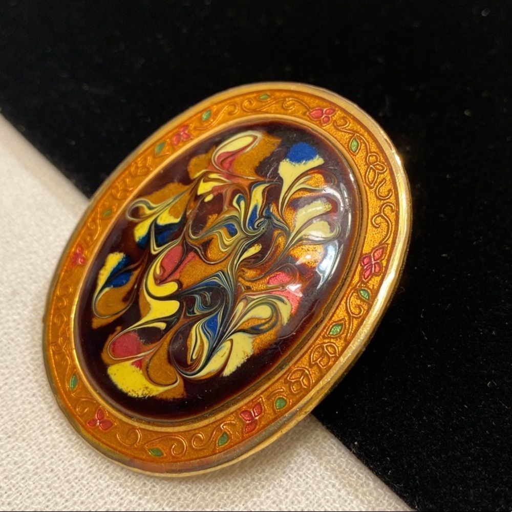 Vintage Abstract Enamel Brooch - Picture 6 of 14